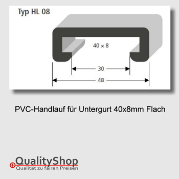 PVC Handlauf Typ. HL08 für Flachstahl 40x8mm
